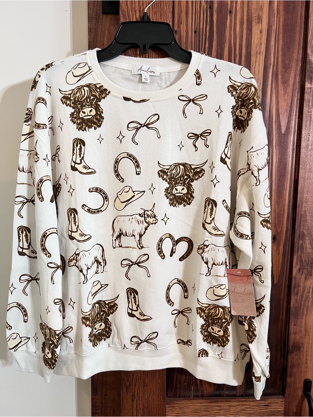 Amelia James Cream Western Print Sweatshirt